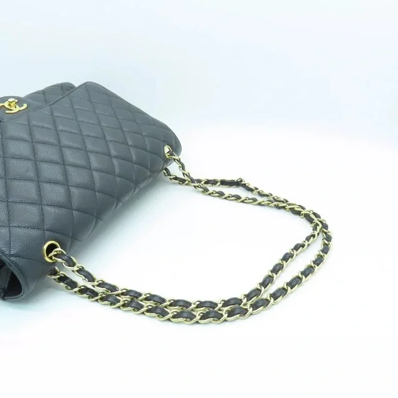 💎 GORGEOUS 💎 CHANEL CAVIAR FLAP DOUBLE CHAIN QUILTED JUMBO MAXI - Picture 11 of 16